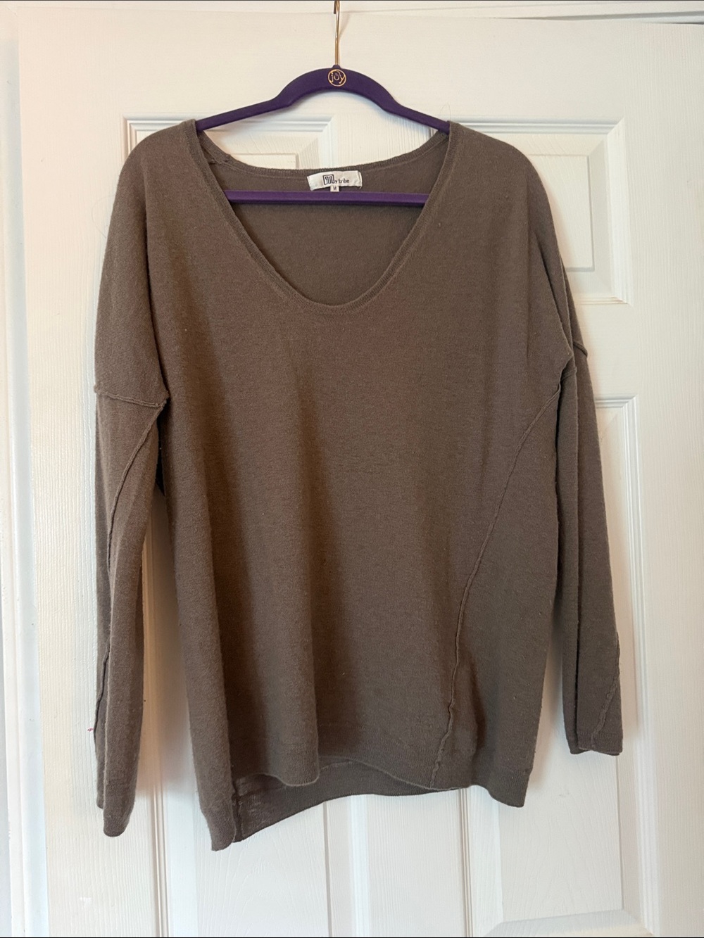 My Tribe Olive Green V-Neck Sweater